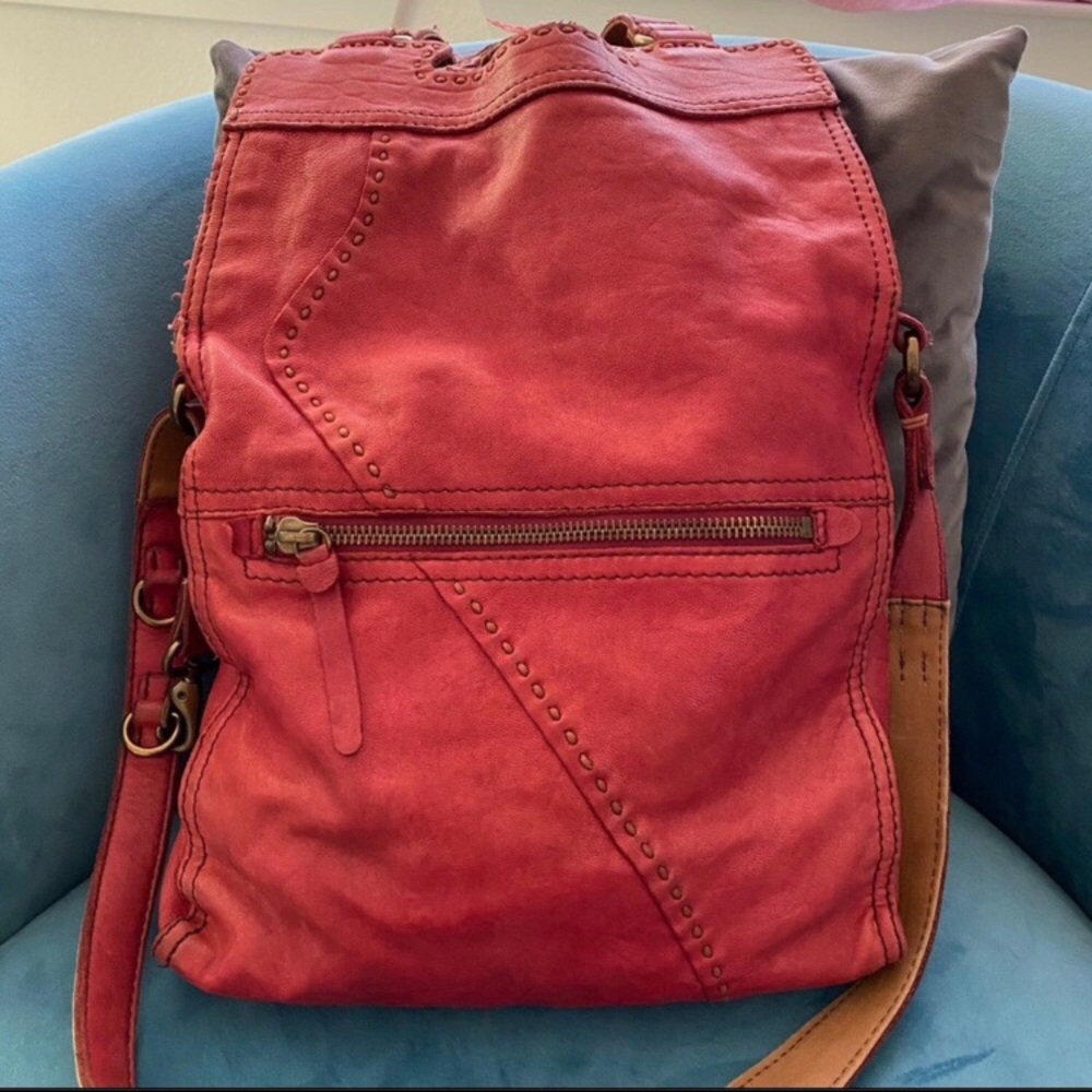 Lucky Brand Purse Abbey Road Red Leather Crossbody